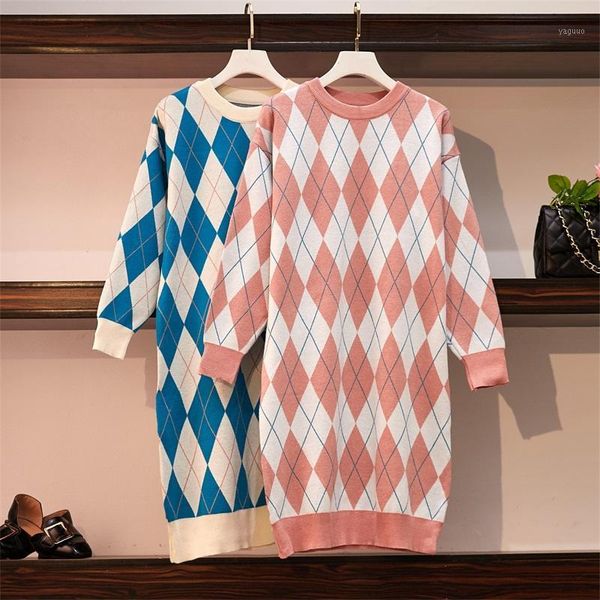 xl-4xl women's autumn winter fashion round neck pullover loose thin ladies contrast color check long-sleeved sweater dress, White;black
xl-4xl women's autumn winter fashion round neck pullover loose thin ladies contrast color check long-sleeved sweater dress, White;black
