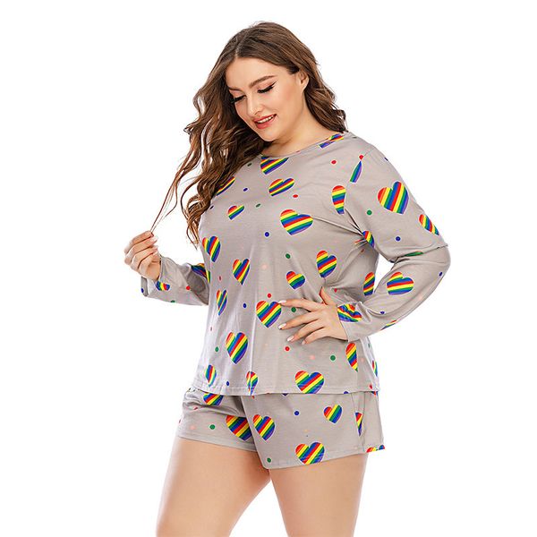 colorful round size 2020 love printing new large neck long sleeve shorts loose home suit, Black;white
colorful round size 2020 love printing new large neck long sleeve shorts loose home suit, Black;white