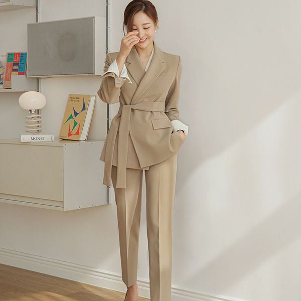 2021 autumn suit new lace-up breasted jacket coat and long pants business 2 piece women korean slim work wear ol blazer set nwny, Blue
2021 autumn suit new lace-up breasted jacket coat and long pants business 2 piece women korean slim work wear ol blazer set nwny, Blue