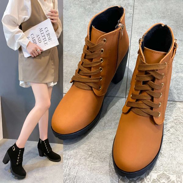 high heeled short boots women's autumn and winter round head thick heel side zipper solid color large martin mother fashion, Black
high heeled short boots women's autumn and winter round head thick heel side zipper solid color large martin mother fashion, Black
