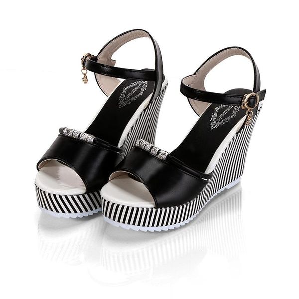 sandals summer women wedges platform female rhinestones striped waterproof roman high heels, Black
sandals summer women wedges platform female rhinestones striped waterproof roman high heels, Black
