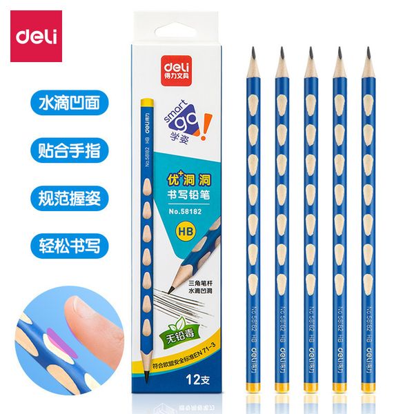 58182 deli / 58183 triangular pole hole pencil correction grip posture hb 2b stationery for primary school students, Black;red
58182 deli / 58183 triangular pole hole pencil correction grip posture hb 2b stationery for primary school students, Black;red