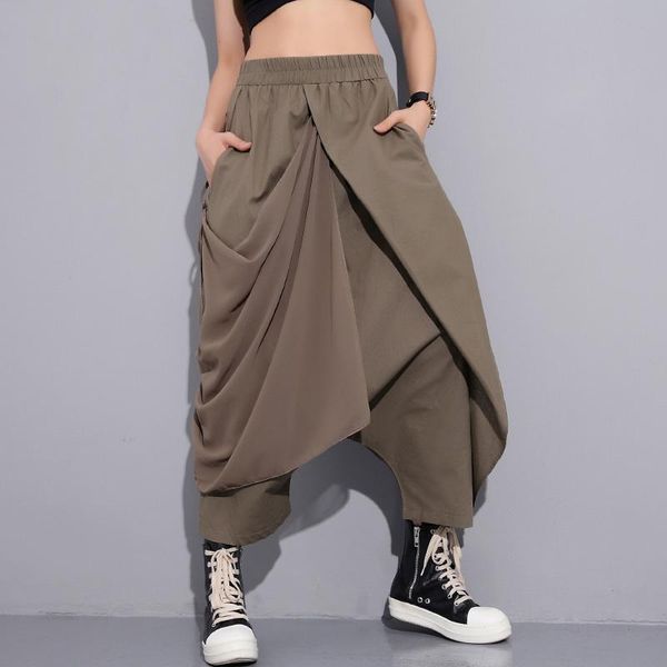 women's pants & capris 2021 spring high elastic waist black fold bandage stitch loose long cross-pants women trousers fashion, Black;white
women's pants & capris 2021 spring high elastic waist black fold bandage stitch loose long cross-pants women trousers fashion, Black;white
