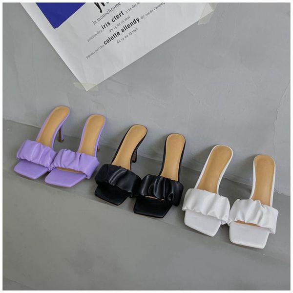 slippers 2021 summer women slipper fashion brand pleated sandal shoes thin high heel open toe slip on slides flip flop, Black
slippers 2021 summer women slipper fashion brand pleated sandal shoes thin high heel open toe slip on slides flip flop, Black