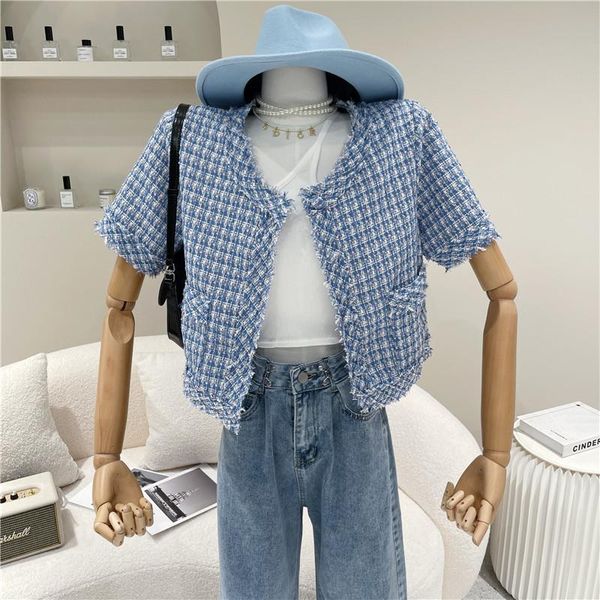 women's jackets spring summer 2021 fashion vintage short sleeve tweed jacket versatile round neck cardigan top, Black;brown
women's jackets spring summer 2021 fashion vintage short sleeve tweed jacket versatile round neck cardigan top, Black;brown