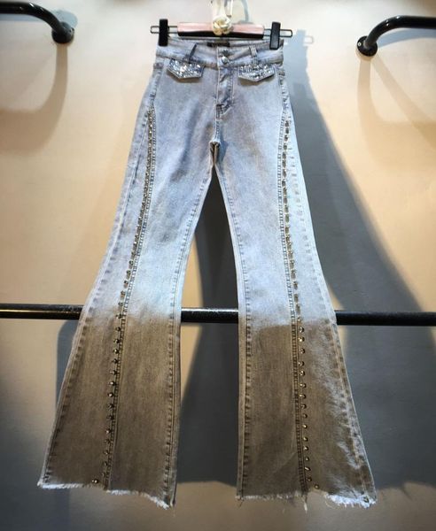 women's jeans european goods female industrial drilling beads high-waisted slimming capri boot-cut women elastic denim pants, Blue
women's jeans european goods female industrial drilling beads high-waisted slimming capri boot-cut women elastic denim pants, Blue
