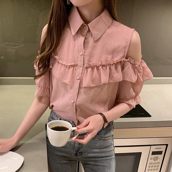 women's blouses & shirts short-sleeved korean style drop shoulder chiffon shirt loose western sweet casual, White
women's blouses & shirts short-sleeved korean style drop shoulder chiffon shirt loose western sweet casual, White