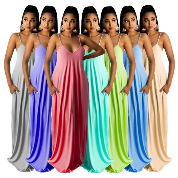casual dresses backless sundress maxi women solid spaghetti strap v neck loose summer long dress with pockets, Black;gray
casual dresses backless sundress maxi women solid spaghetti strap v neck loose summer long dress with pockets, Black;gray