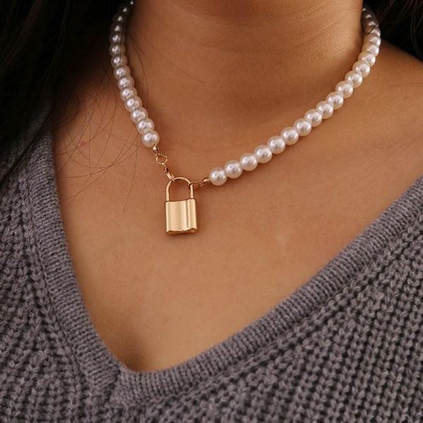pendant necklaces fashion jewelry personality wild pearl lock necklace bracelet female temperament sweater chain friends gifts, Silver
pendant necklaces fashion jewelry personality wild pearl lock necklace bracelet female temperament sweater chain friends gifts, Silver