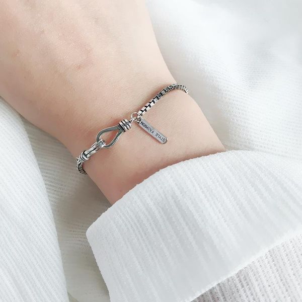 link, chain fashion style bransoletka 925 sterling silver bracelets for women girl & bangles pulseras plata de ley mujer, Black
link, chain fashion style bransoletka 925 sterling silver bracelets for women girl & bangles pulseras plata de ley mujer, Black