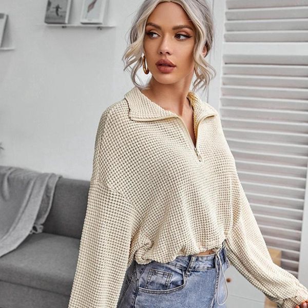 women's t-shirt women's knitted shirts solid color lapel zipper long sleeve girls pullovers fall 2021 casual fashion simple aprico, White
women's t-shirt women's knitted shirts solid color lapel zipper long sleeve girls pullovers fall 2021 casual fashion simple aprico, White