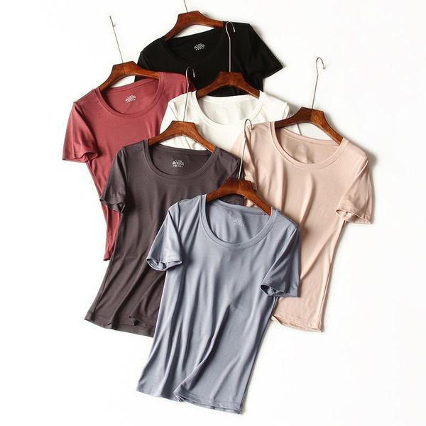 women's t-shirt we27 60s lanjing modal round neck short sleeve fashion stretch bottoming shirt, White
women's t-shirt we27 60s lanjing modal round neck short sleeve fashion stretch bottoming shirt, White