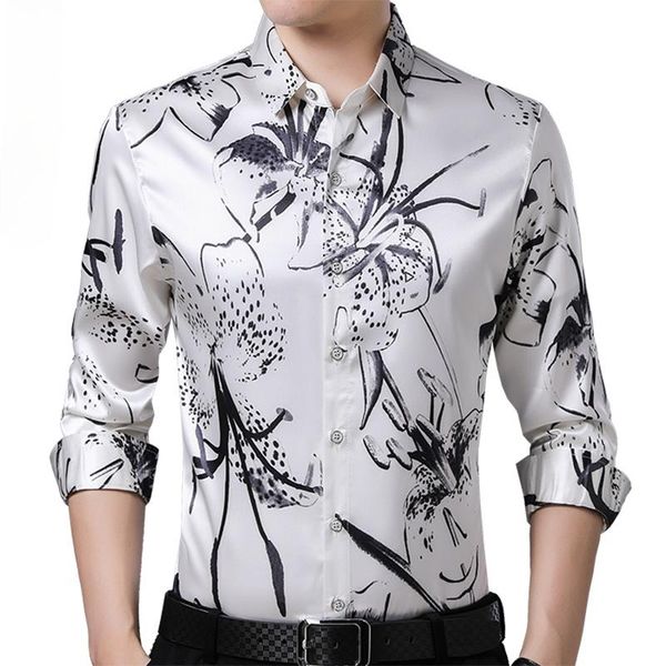 men's casual shirts 2021 brand long sleeve men social shirt spring streetwear floral dress mens slim regular fit clothes fashions, White;black
men's casual shirts 2021 brand long sleeve men social shirt spring streetwear floral dress mens slim regular fit clothes fashions, White;black
