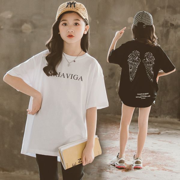 children's new summer short sleeve cotton girls' t-shirt wear korean loose top, Black;white
children's new summer short sleeve cotton girls' t-shirt wear korean loose top, Black;white
