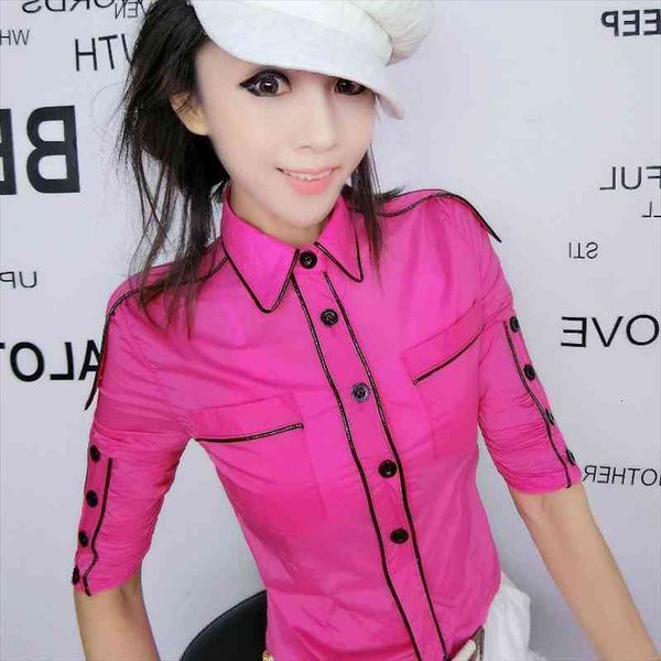 women half sleeve cotton shirts woman pu leather patchwork cotton ady office ol half sleeve, White
women half sleeve cotton shirts woman pu leather patchwork cotton ady office ol half sleeve, White