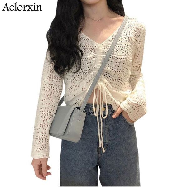 women's sweaters sweater woman winter 2021 blusas de inverno feminina drawstring cutout v-neck loose knit women long sleeve mesh, White;black
women's sweaters sweater woman winter 2021 blusas de inverno feminina drawstring cutout v-neck loose knit women long sleeve mesh, White;black