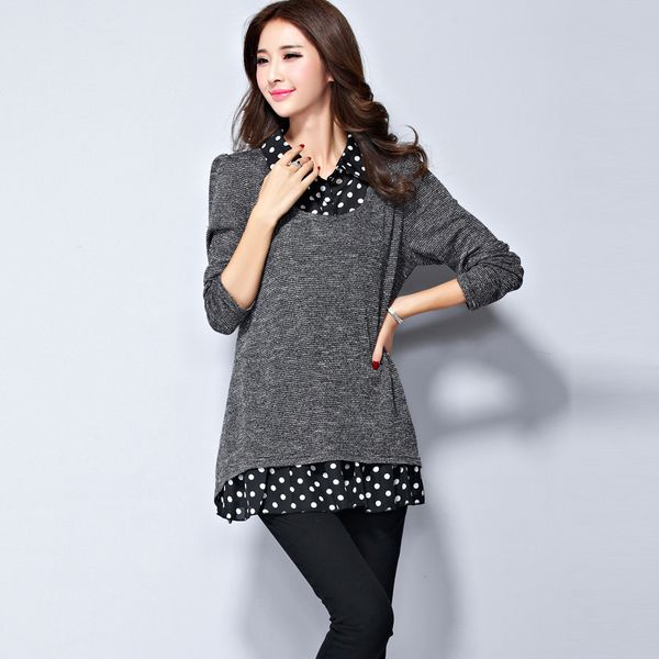 plus size knitted patchwork blouses women autumn fashion loose turn down collar dot polka ladies long sleeve shirt 210225, White
plus size knitted patchwork blouses women autumn fashion loose turn down collar dot polka ladies long sleeve shirt 210225, White