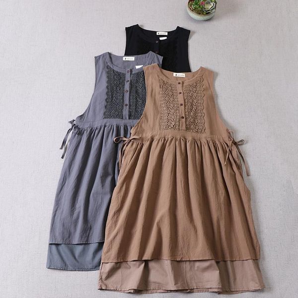 casual dresses japanese literary solid color cotton embroidery lace sleeveless dress spring zz5562, Black;gray
casual dresses japanese literary solid color cotton embroidery lace sleeveless dress spring zz5562, Black;gray