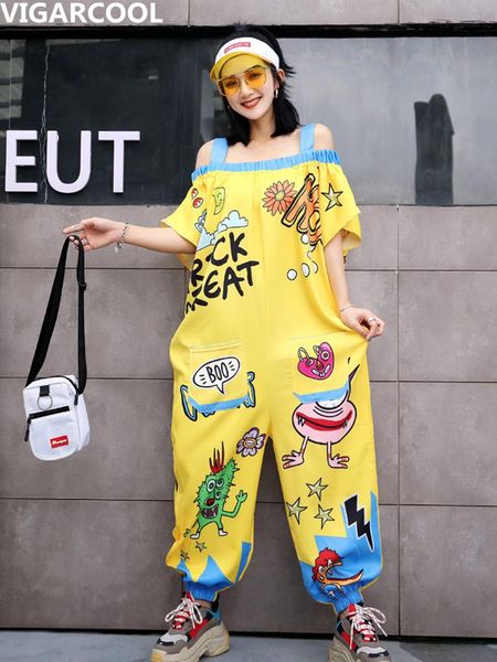women's jumpsuits & rompers 2021 summer western style yellow cartoon graffiti printed jumpsuit loose strap casual tide brand harem pant, Black;white
women's jumpsuits & rompers 2021 summer western style yellow cartoon graffiti printed jumpsuit loose strap casual tide brand harem pant, Black;white