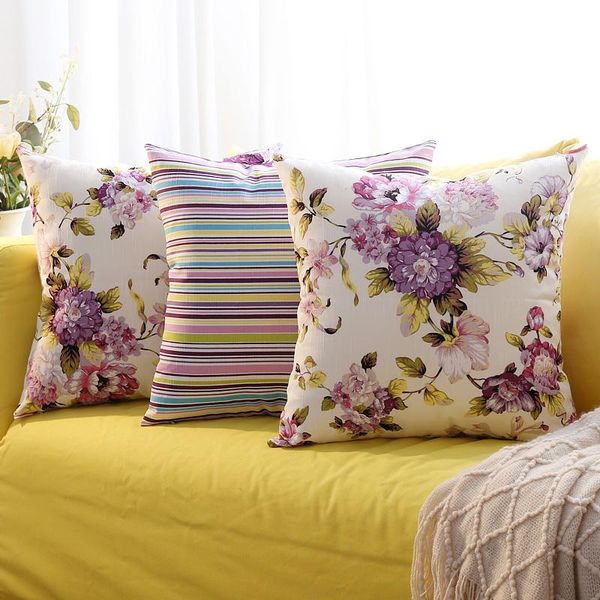 cushion/decorative pillow pastoral purple/blue/wine floral cushion cover sofa large flowers pillowcase office waist striped 
cushion/decorative pillow pastoral purple/blue/wine floral cushion cover sofa large flowers pillowcase office waist striped