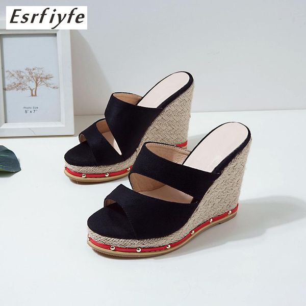 slippers esrfiyfe 2021 summer peep toe platform wedge shoes women fashion high heel female weaving big size 34-50, Black
slippers esrfiyfe 2021 summer peep toe platform wedge shoes women fashion high heel female weaving big size 34-50, Black
