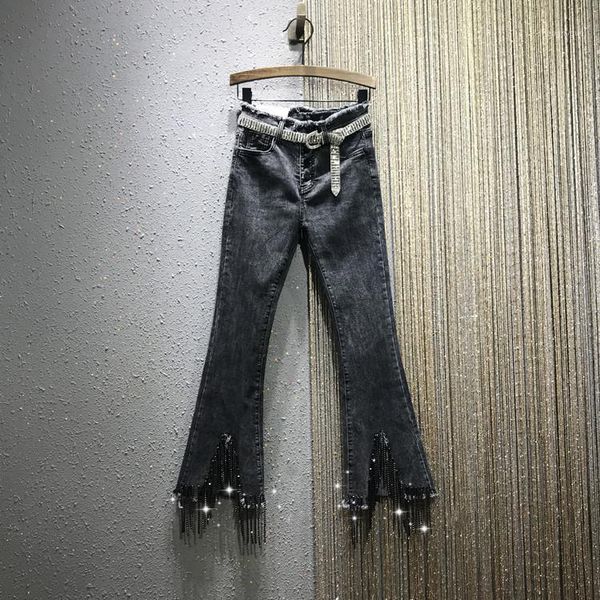 women's jeans high-waist tassel rhinestone chain woman spring summer slim-fit denim ankle-length pants jean femme jeansy damskie, Blue
women's jeans high-waist tassel rhinestone chain woman spring summer slim-fit denim ankle-length pants jean femme jeansy damskie, Blue
