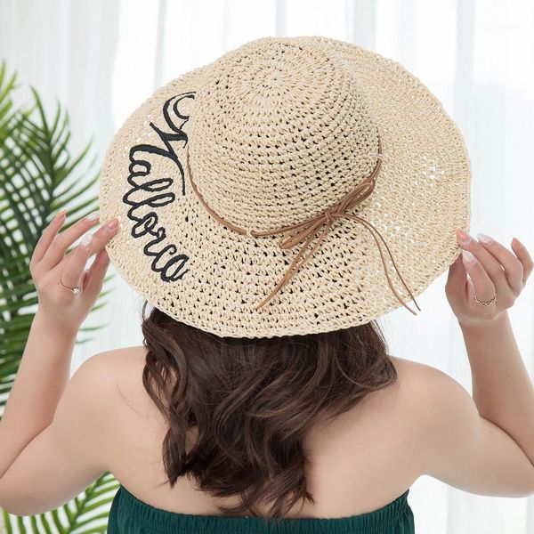 straw hat women's english embroidery large brim sun hand woven beach summer berets, Blue;gray
straw hat women's english embroidery large brim sun hand woven beach summer berets, Blue;gray