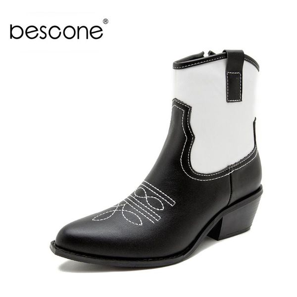 boots bescone women patchwork snake pattern western zipper pointed toe embroidery thread upper bm587, Black
boots bescone women patchwork snake pattern western zipper pointed toe embroidery thread upper bm587, Black