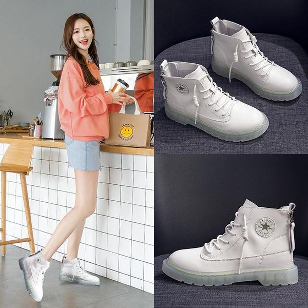 boots korean genuine leather women's casual all-match low-tube white front lace-up shoes, Black
boots korean genuine leather women's casual all-match low-tube white front lace-up shoes, Black