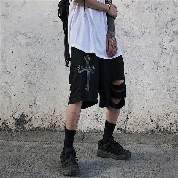 crosin 2021 new ins high street cross print hole loose wide leg shorts penta guard pants for men and women, White;black
crosin 2021 new ins high street cross print hole loose wide leg shorts penta guard pants for men and women, White;black