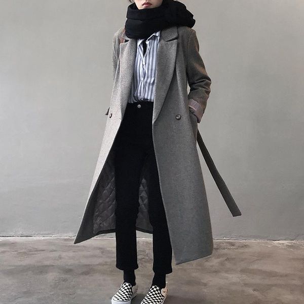 women's wool & blends 2021 winter padded coat woolen midi long korean style warmtwill lined elegant cardigan overcoat female clothing, Black
women's wool & blends 2021 winter padded coat woolen midi long korean style warmtwill lined elegant cardigan overcoat female clothing, Black