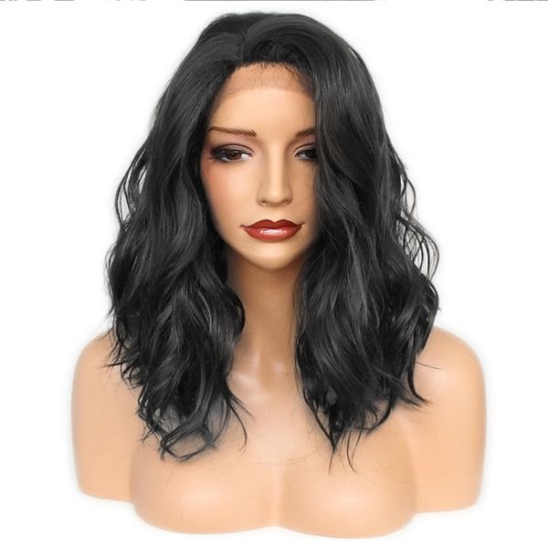 and new women's medium long curly front lace wig set, Black
and new women's medium long curly front lace wig set, Black