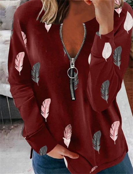 ladies sweatshirt loose leaf pattern hoodie round neck zipper outerwear casual oversized clothing long sleeve t-shirt 4536, Black
ladies sweatshirt loose leaf pattern hoodie round neck zipper outerwear casual oversized clothing long sleeve t-shirt 4536, Black