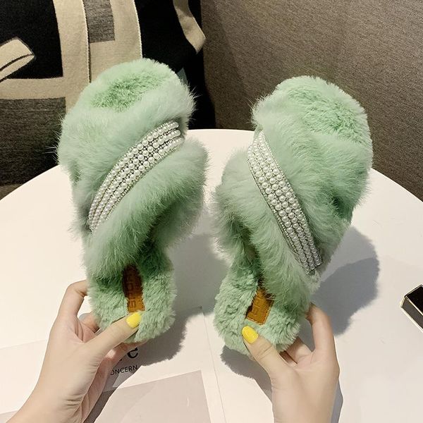 slippers luxury pearl beading fur women brand cross band furry flip flops bling crystal slides shoes woman mules pantoufle 573, Black
slippers luxury pearl beading fur women brand cross band furry flip flops bling crystal slides shoes woman mules pantoufle 573, Black