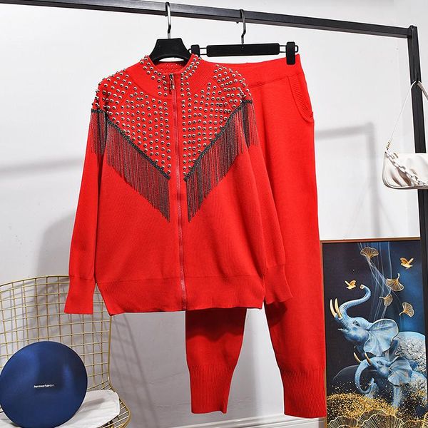 women's two piece pants autumn 2 set women winter tassel sweater runway long sleeve knitted +trousers tracksuit, White
women's two piece pants autumn 2 set women winter tassel sweater runway long sleeve knitted +trousers tracksuit, White