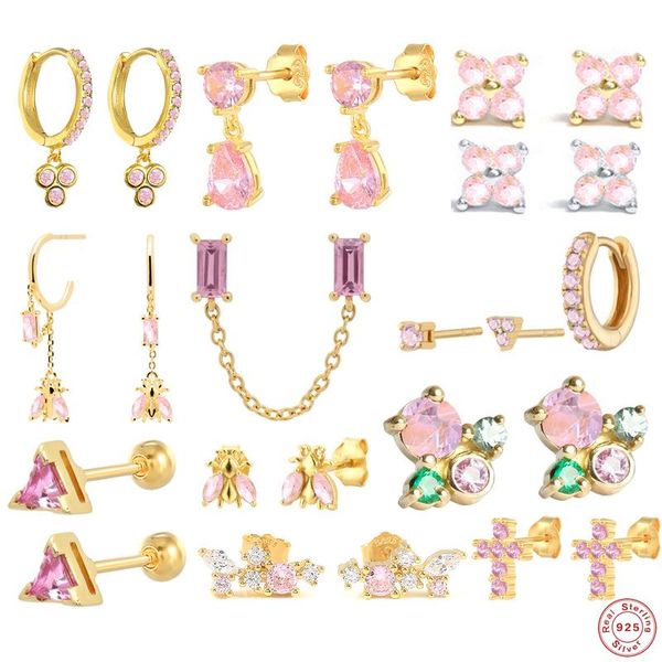 stud aide 925 sterling silver pink zircon cz series earrings crystal sakura flower cross bee ear jewelry for women girls, Golden;silver
stud aide 925 sterling silver pink zircon cz series earrings crystal sakura flower cross bee ear jewelry for women girls, Golden;silver