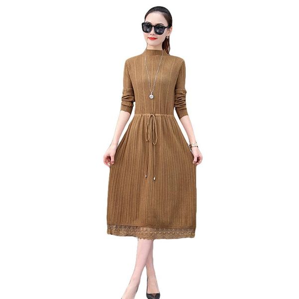 casual dresses 2021 spring knitting lace dress female medium-long half-high collar department belt bottom fashionable slim a11, Black;gray
casual dresses 2021 spring knitting lace dress female medium-long half-high collar department belt bottom fashionable slim a11, Black;gray