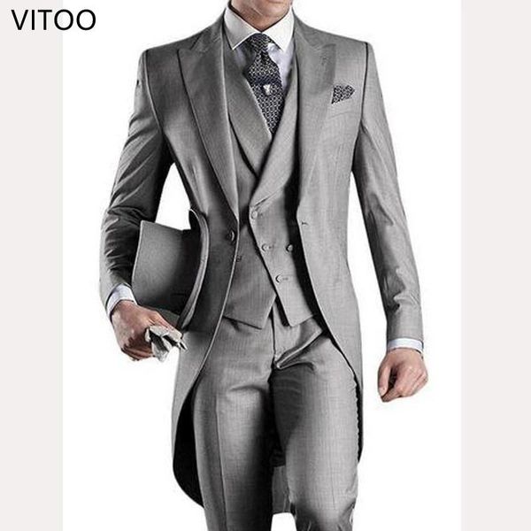 men's suits & blazers 3 piece gray wedding men tail coat groom tuxedo for formal prom male fashion set jacket with pants vest, White;black
men's suits & blazers 3 piece gray wedding men tail coat groom tuxedo for formal prom male fashion set jacket with pants vest, White;black