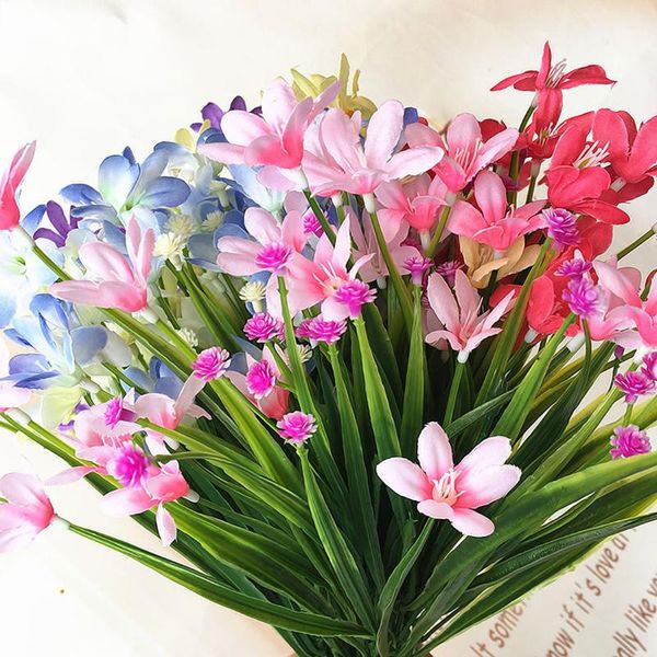 silk flower 1 bunch artificial flowers plastic orchid plant fake wedding decoration flower arrangement home decoration
silk flower 1 bunch artificial flowers plastic orchid plant fake wedding decoration flower arrangement home decoration