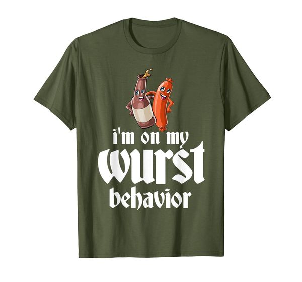 i'm on my wurst behavior oktoberfest german beer drink t-shirt, White;black