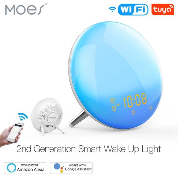 smart home control wifi wake up light workday alarm clock with 7 colors sunrise/sunset simulation 4 alarms compatible alexa google
smart home control wifi wake up light workday alarm clock with 7 colors sunrise/sunset simulation 4 alarms compatible alexa google