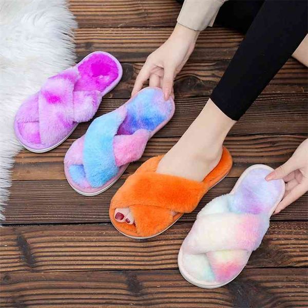 women winter fluffy slippers flat shoes warm multicolored faux fur indoor cross plush open toe female wj082 210805, Black
women winter fluffy slippers flat shoes warm multicolored faux fur indoor cross plush open toe female wj082 210805, Black