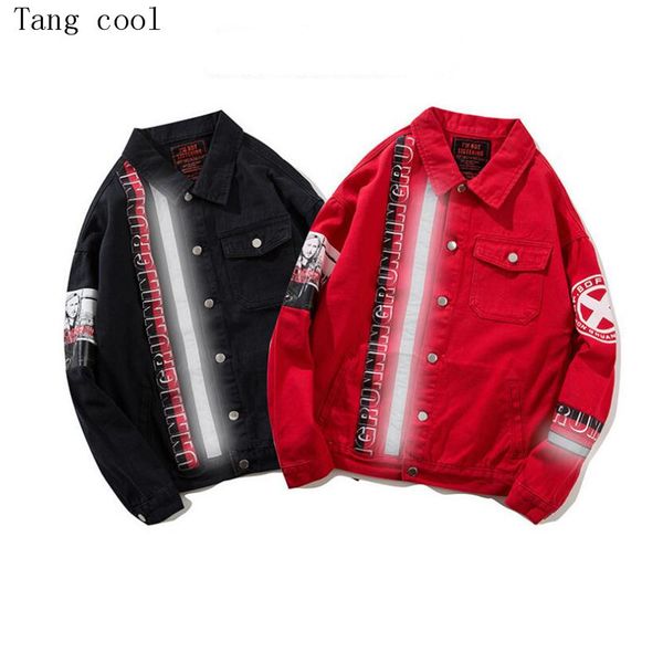 street trend 2021 3m reflective bar men's clothes autumn new hip-hop printed jean jacket q17l, Black;brown
street trend 2021 3m reflective bar men's clothes autumn new hip-hop printed jean jacket q17l, Black;brown