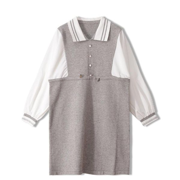 casual dresses spring autumn fashion patchwork preppy style knitted women dress button turn-down collar waist, Black;gray
casual dresses spring autumn fashion patchwork preppy style knitted women dress button turn-down collar waist, Black;gray