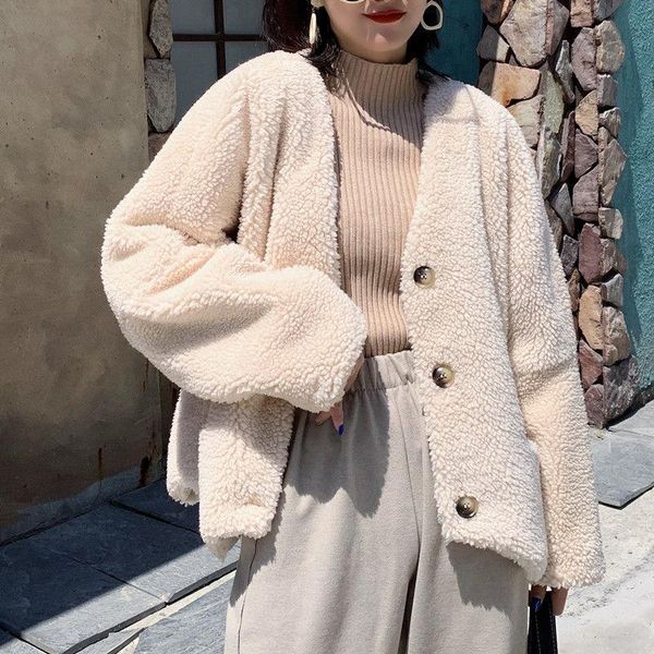 women's fur & faux thick short coat women lambswool coats autumn winter warm teddy bear jacket plus size furry outerwear overcoat, Black
women's fur & faux thick short coat women lambswool coats autumn winter warm teddy bear jacket plus size furry outerwear overcoat, Black
