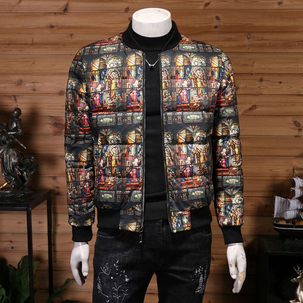 2021printed down thickened personality men's winter jacket warm short leisure fashion, Black
2021printed down thickened personality men's winter jacket warm short leisure fashion, Black