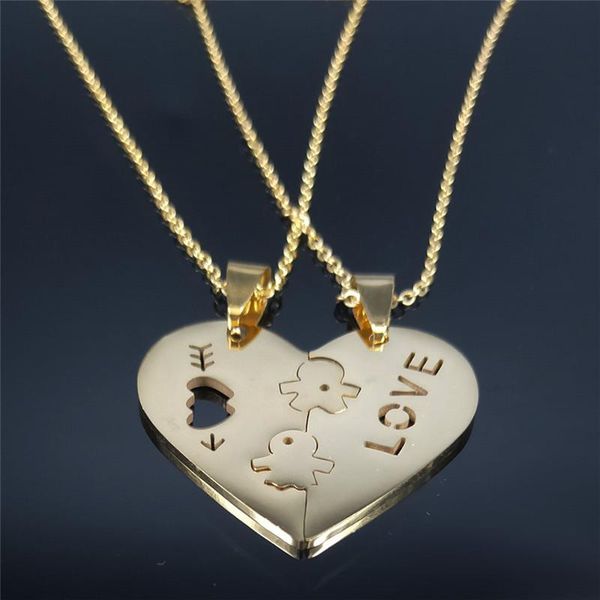 pendant necklaces 2pcs love stainless steel heart necklace for women gold color pendants jewelry cadenas mujer n4120s01, Silver
pendant necklaces 2pcs love stainless steel heart necklace for women gold color pendants jewelry cadenas mujer n4120s01, Silver