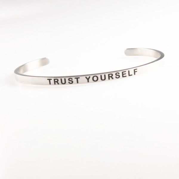 bangle inspirational stainless steel " trust yourself letter bracelet jewelry cutom made drop acceped yp7935, Black
bangle inspirational stainless steel " trust yourself letter bracelet jewelry cutom made drop acceped yp7935, Black
