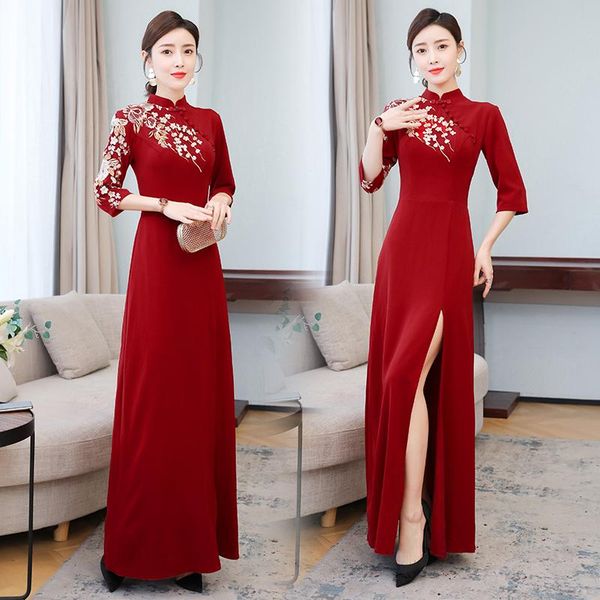 fashion red embroidery party modern cheongsam long split dress women sleeve qipao traditional chinese clothes ethnic clothing
fashion red embroidery party modern cheongsam long split dress women sleeve qipao traditional chinese clothes ethnic clothing