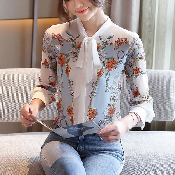 women's blouses & shirts chiffon shirt vintage floral print chic female blouse basic elegant bow bandage women spring autumn, White
women's blouses & shirts chiffon shirt vintage floral print chic female blouse basic elegant bow bandage women spring autumn, White